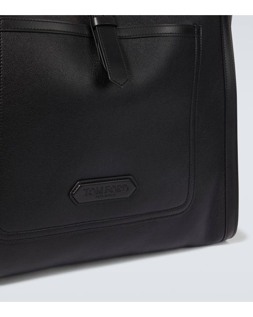 Tom Ford Black Leather Tote Bag for men