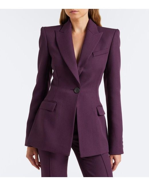 Alex Perry Purple Virgin Wool Blazer