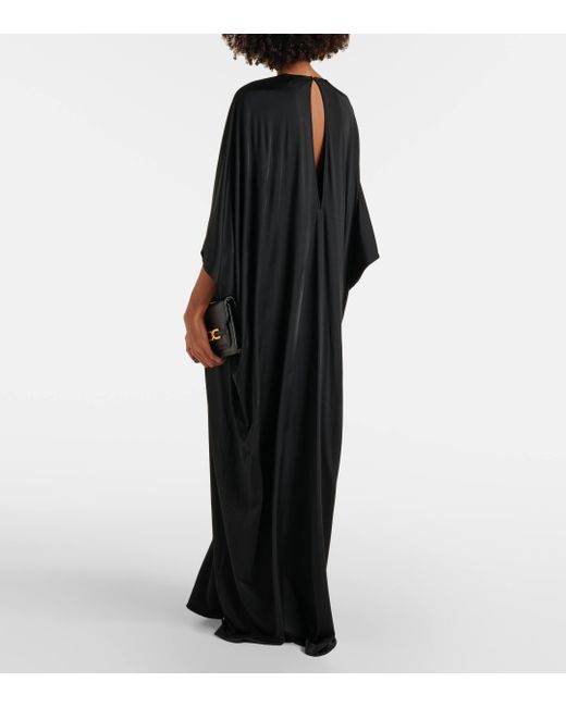 Tom Ford Black Gathered Satin Jersey Kaftan