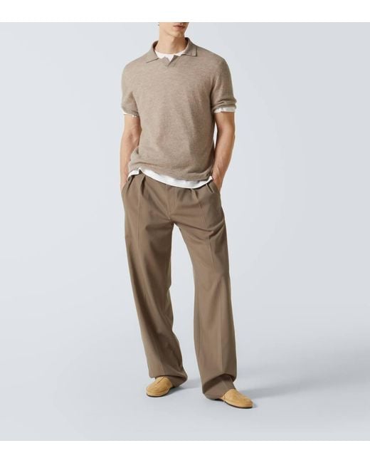 The Row Mikeno Wool Wide-Leg Pants in Natural for Men | Lyst