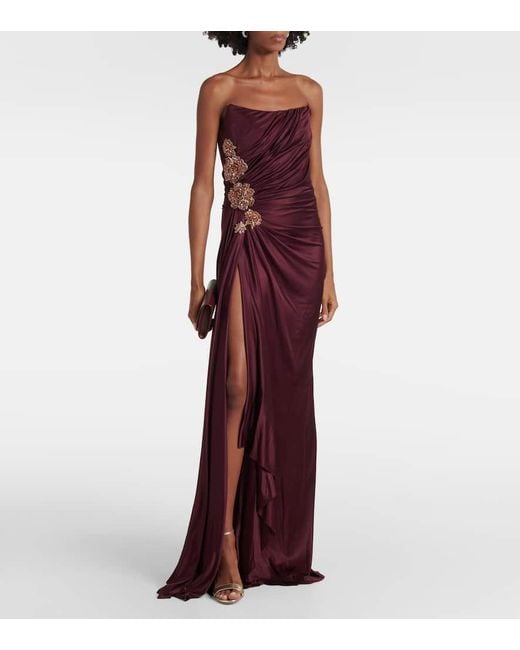 Costarellos Purple Verzierte Robe Milia