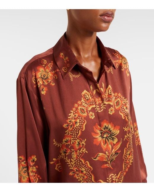 ALÉMAIS Orange Hemd Seraphina Aus Seidensatin