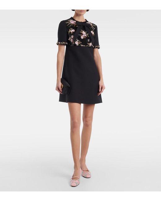 Valentino Black Crepe Couture Embellished Minidress