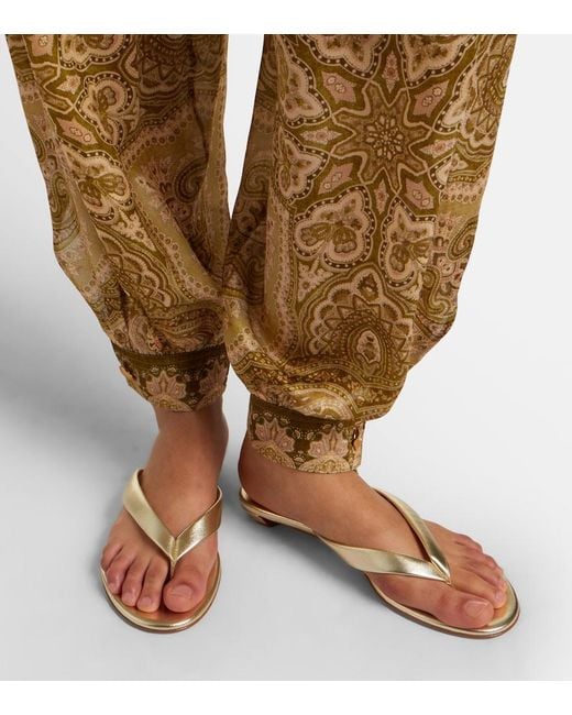 Christian Louboutin Natural Miss Z Metallic Leather Thong Sandals