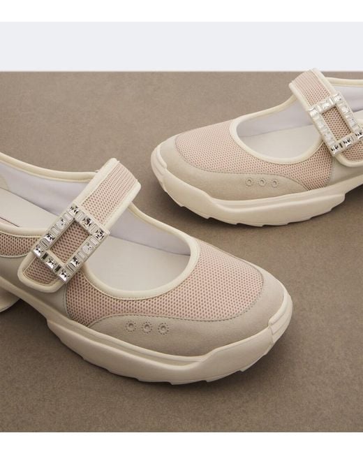 Roger Vivier White Viv On The Run Embellished Sneakers