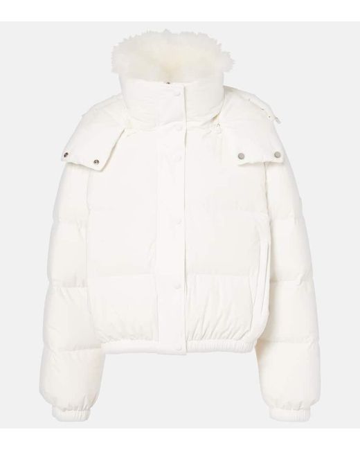 Yves Salomon White Skijacke Doudoune 58 Cm Mit Shearling