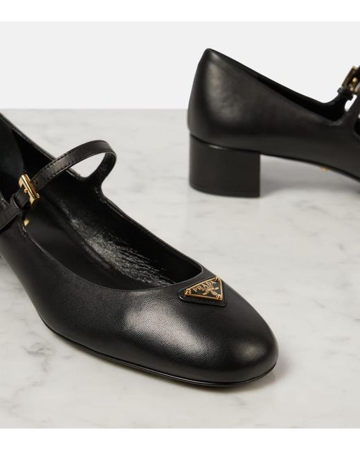 Prada Black 35 Leather Mary Jane Pumps