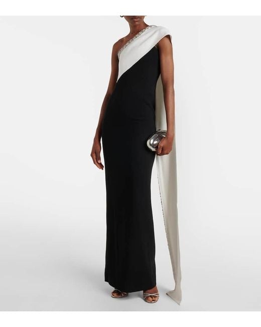 Roland Mouret Black Verzierte Robe Aus Crepe