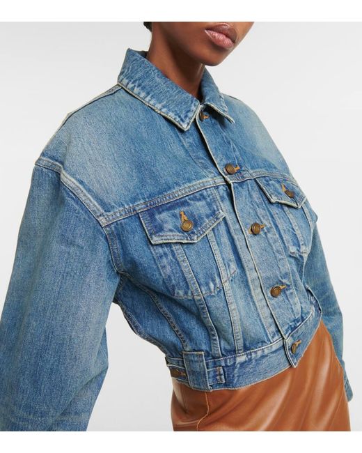 Giacca di jeans cropped 80's di Saint Laurent in Blue