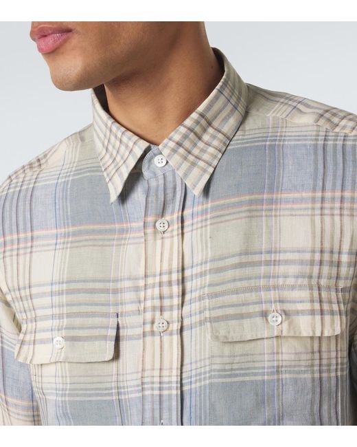 Ralph Lauren Gray Plaid Linen Shirt for men