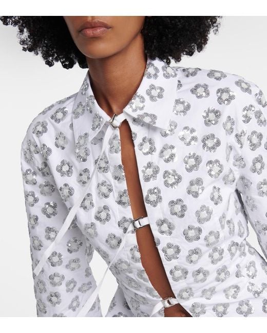 Jacquemus White Lavoir Sequinned Cotton-Blend Shirt