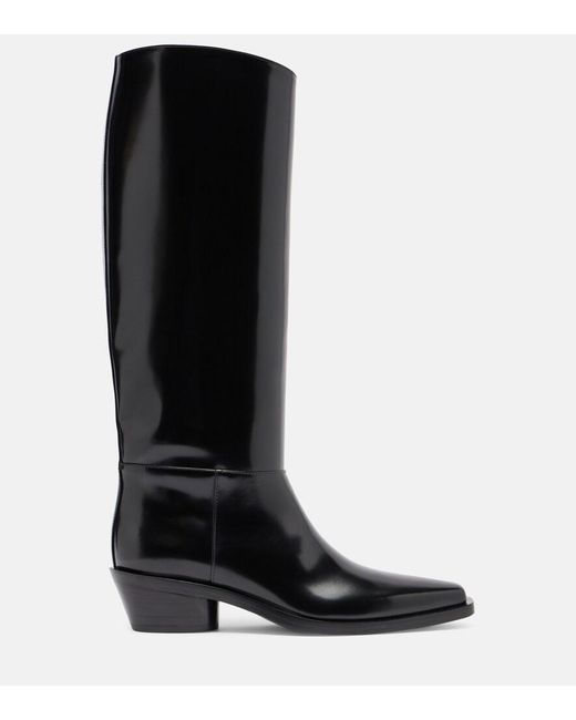 Proenza Schouler Black Bronco Leather Knee-High Boots