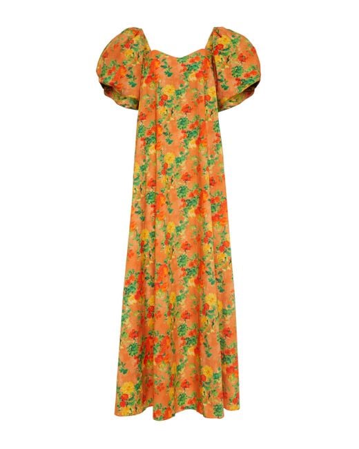 Caroline Constas Palmer Cotton-blend Maxi Dress in Orange - Lyst