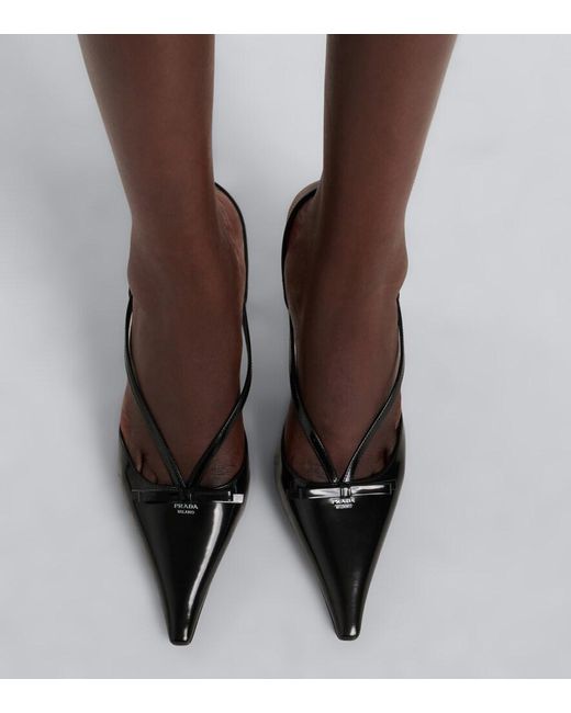 Prada Black Leather Slingback Pumps