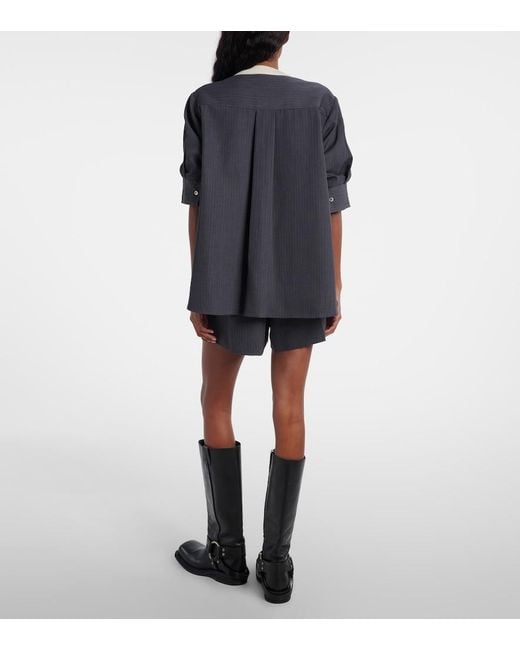 Sacai White Striped Layered Wool Sweater