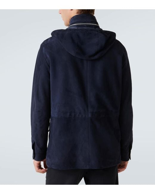 Tom Ford Blue Suede Field Jacket for men