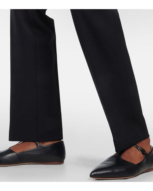 Gabriela Hearst Black Francisco High-Rise Straight Wool Pants