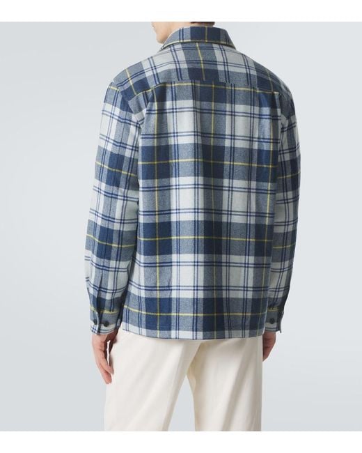 Dunhill Blue Plaid Cashmere Overshirt for men