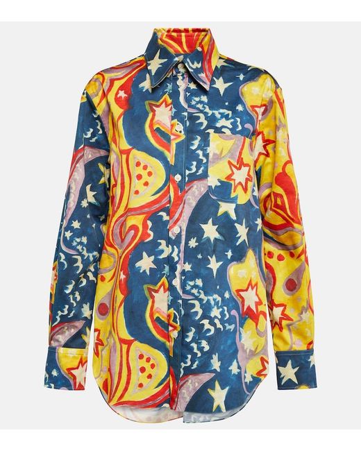 Marni Blue X No Vacancy Inn Printed Cotton Shirt