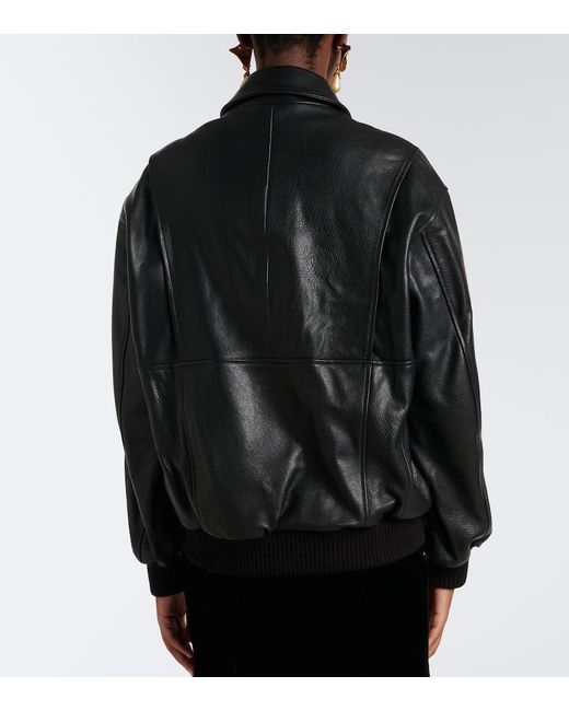 Nour Hammour Black Toyen Leather Blouson Jacket