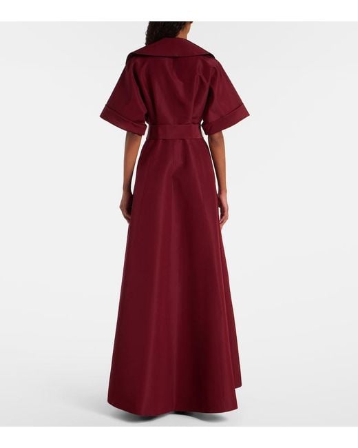 Carolina Herrera Red Belted Silk Gown