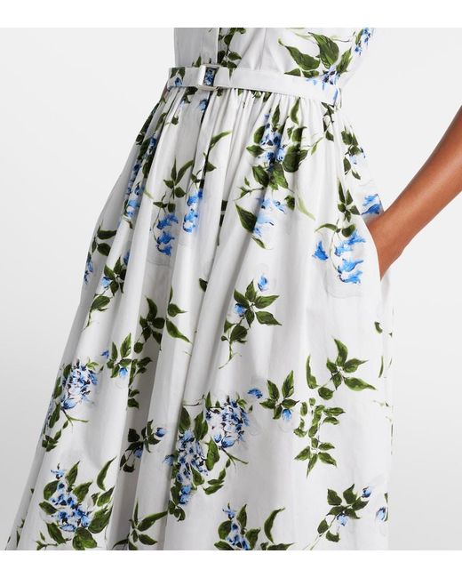 Emilia Wickstead White Norika Belted Floral Cotton Shirt Dress