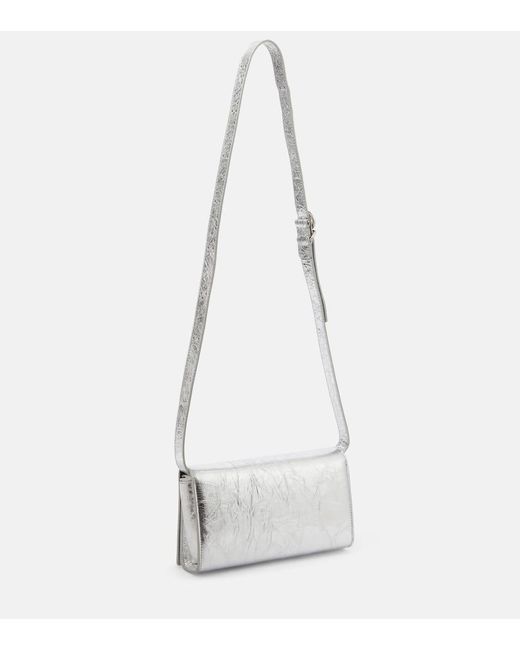 Jil Sander White All-day Metallic Leather Shoulder Bag