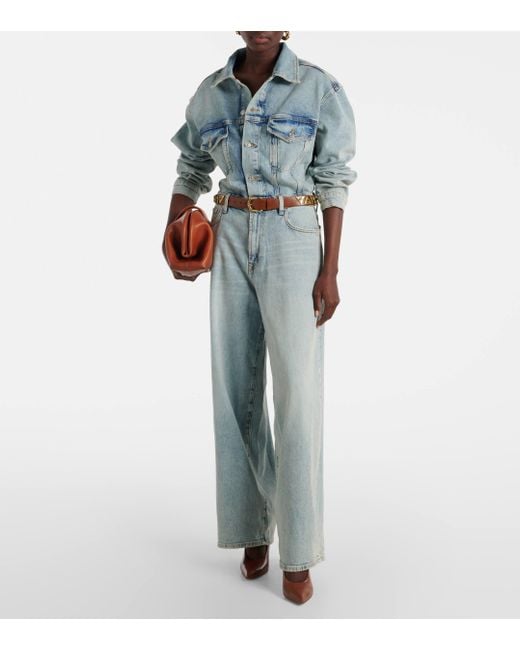 7 For All Mankind Wide leg Denim Jumpsuit in Blue Lyst UK
