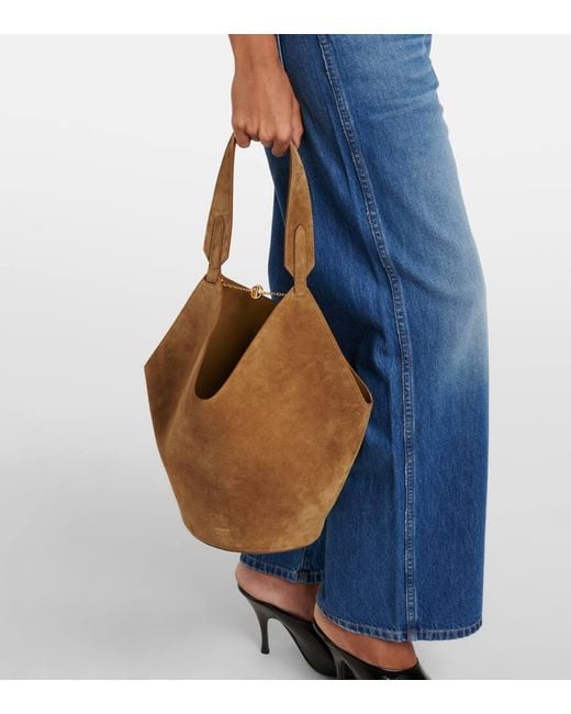 Khaite Brown Tote Bag Lotus Small Aus Veloursleder