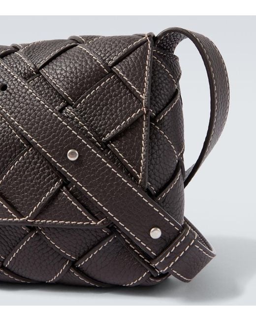 Bottega Veneta Black Diago Intreccio Leather Crossbody Bag for men