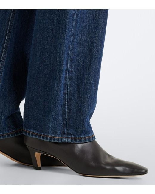 Totême Black Leather Ankle Boots