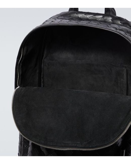 Bottega Veneta Black Intrecciato Leather Backpack for men