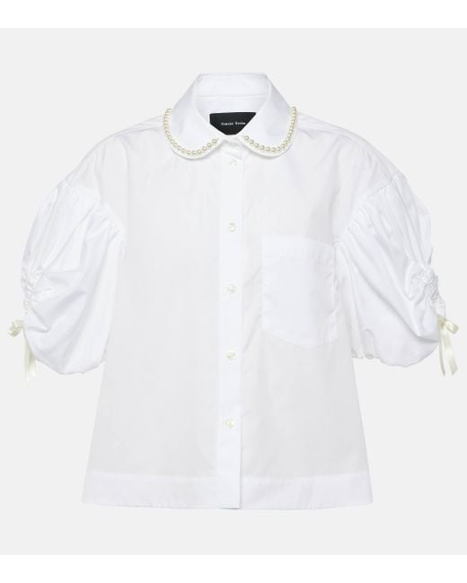 Simone Rocha White Embellished Cotton Poplin Shirt