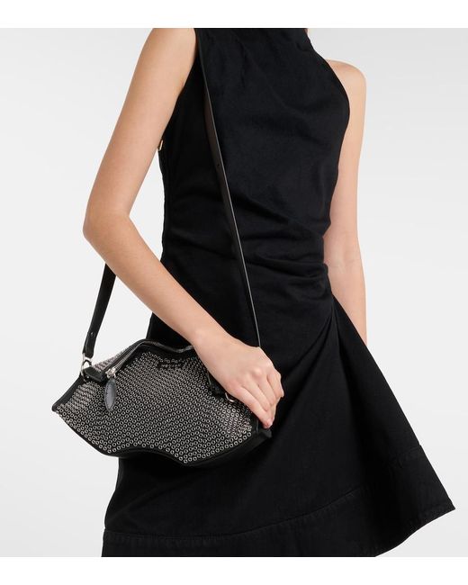 McQueen Black Manta Embellished Leather Clutch