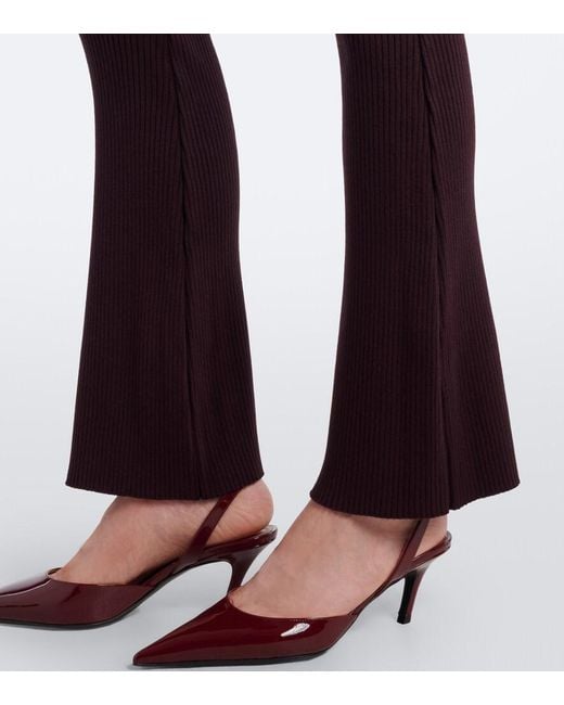 Courreges Purple Ribbed-Knit Flared Pants