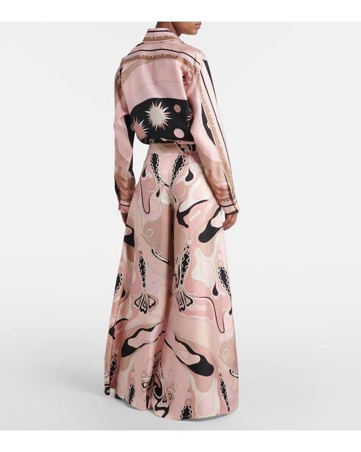 Pantalon Ample Orchidee En Soie Emilio Pucci en coloris Pink
