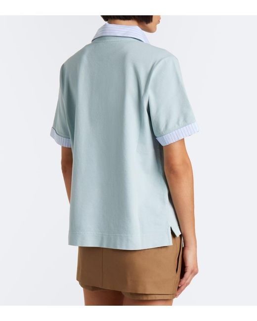 Acne Blue Layered Cotton-Blend Pique Polo Shirt