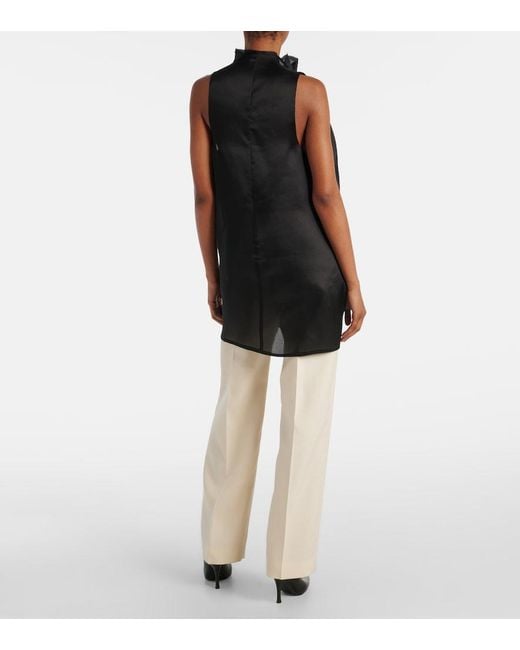 Khaite Black Meegan Draped Silk Top