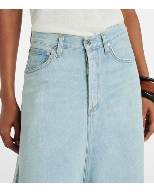 Agolde Blue Odin Mid-Rise Denim Maxi Skirt