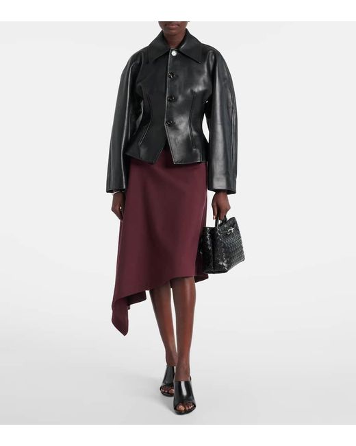Veste En Cuir Bottega Veneta en coloris Black
