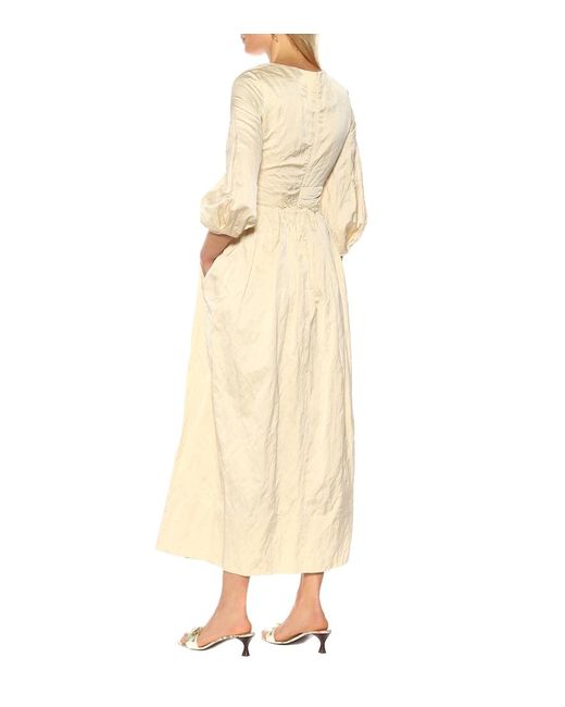 Brock Collection Natural Ondina Satin Midi Dress