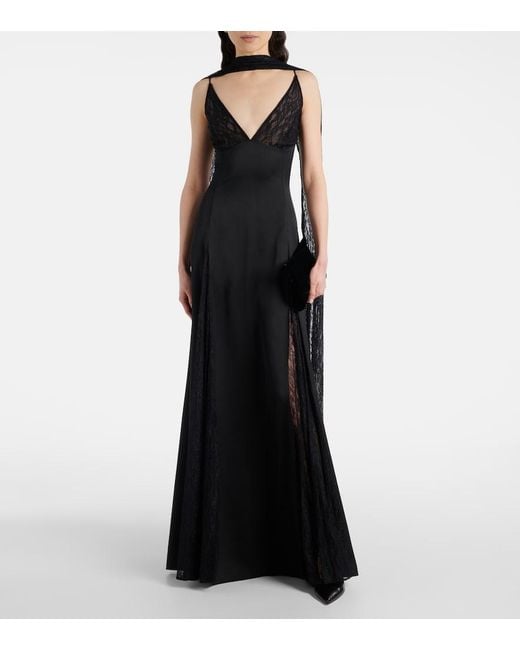 The New Arrivals Ilkyaz Ozel Black Robe Paige Aus Satin Und Spitze