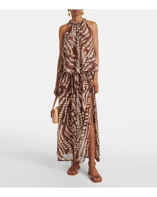 Falda Midi Carla De Algodon Semitransparente Poupette de color Brown