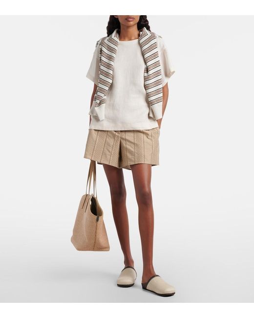 Brunello Cucinelli White Oversized Linen T-Shirt