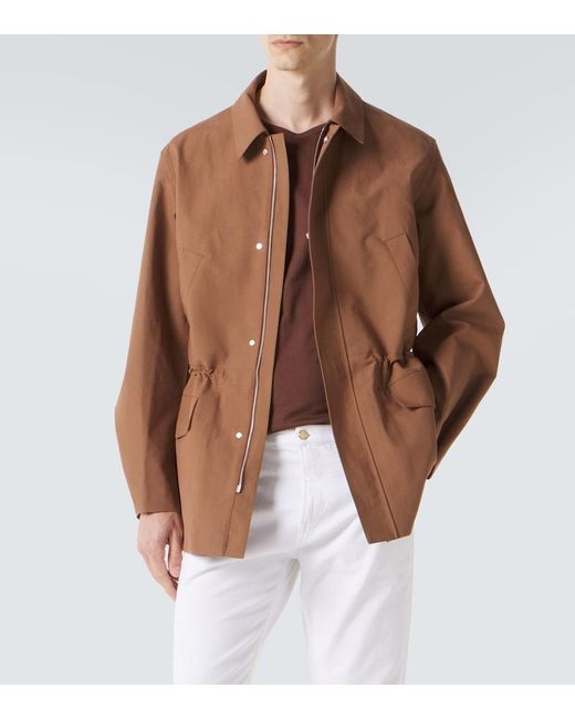 Umit Benan Brown Country Cotton And Linen Jacket for men
