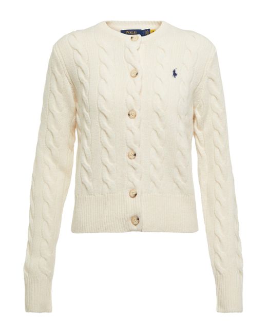 Polo Ralph Lauren White Cable-knit Wool And Cashmere Cardigan