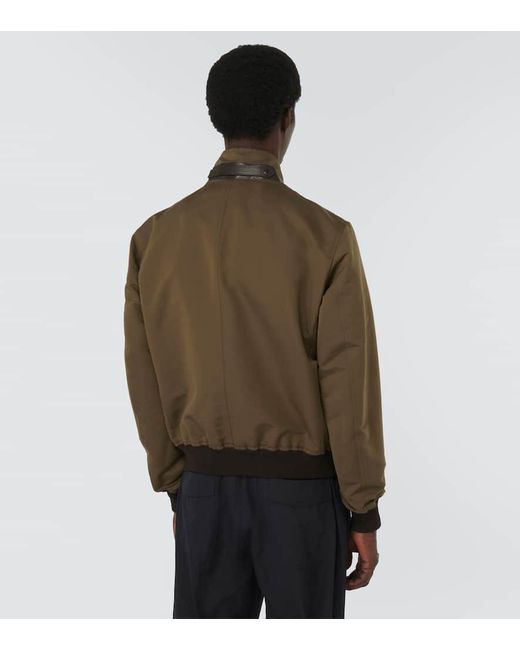 Tom Ford Green Cotton And Silk Poplin Bomber Jacket for men