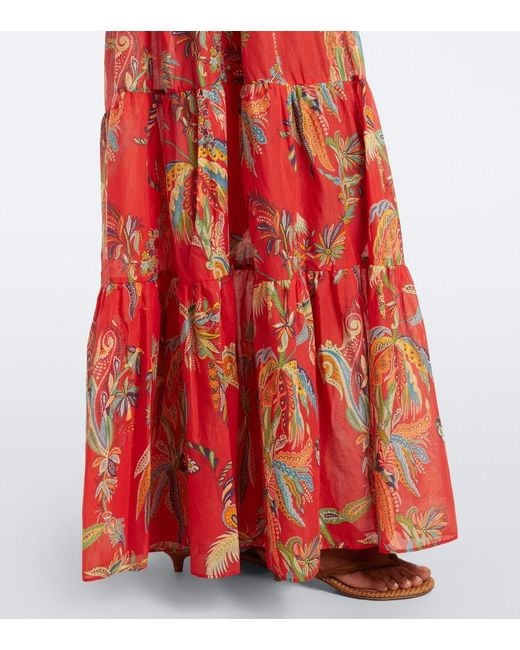 Etro Printed Tiered Cotton Maxi Dress