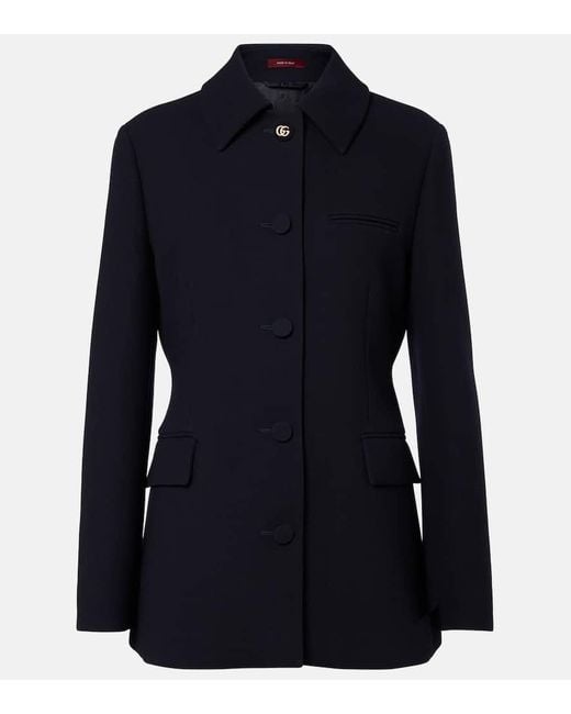 Gucci Blue Double G Wool Jacket