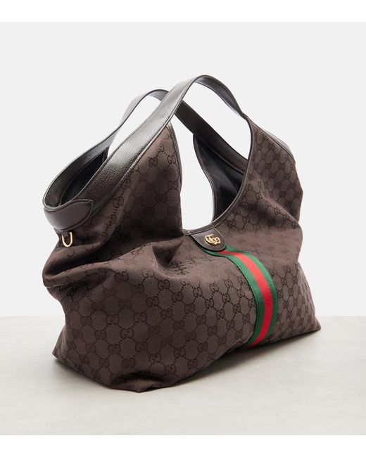 Gucci Brown Giglio Large Gg Canvas Tote Bag